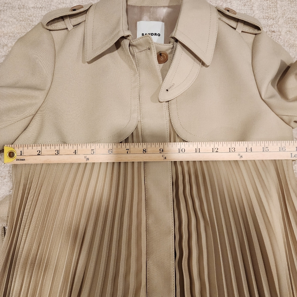 Sandro Tan Pleated Trench‎ Coat - Picture 7 of 16